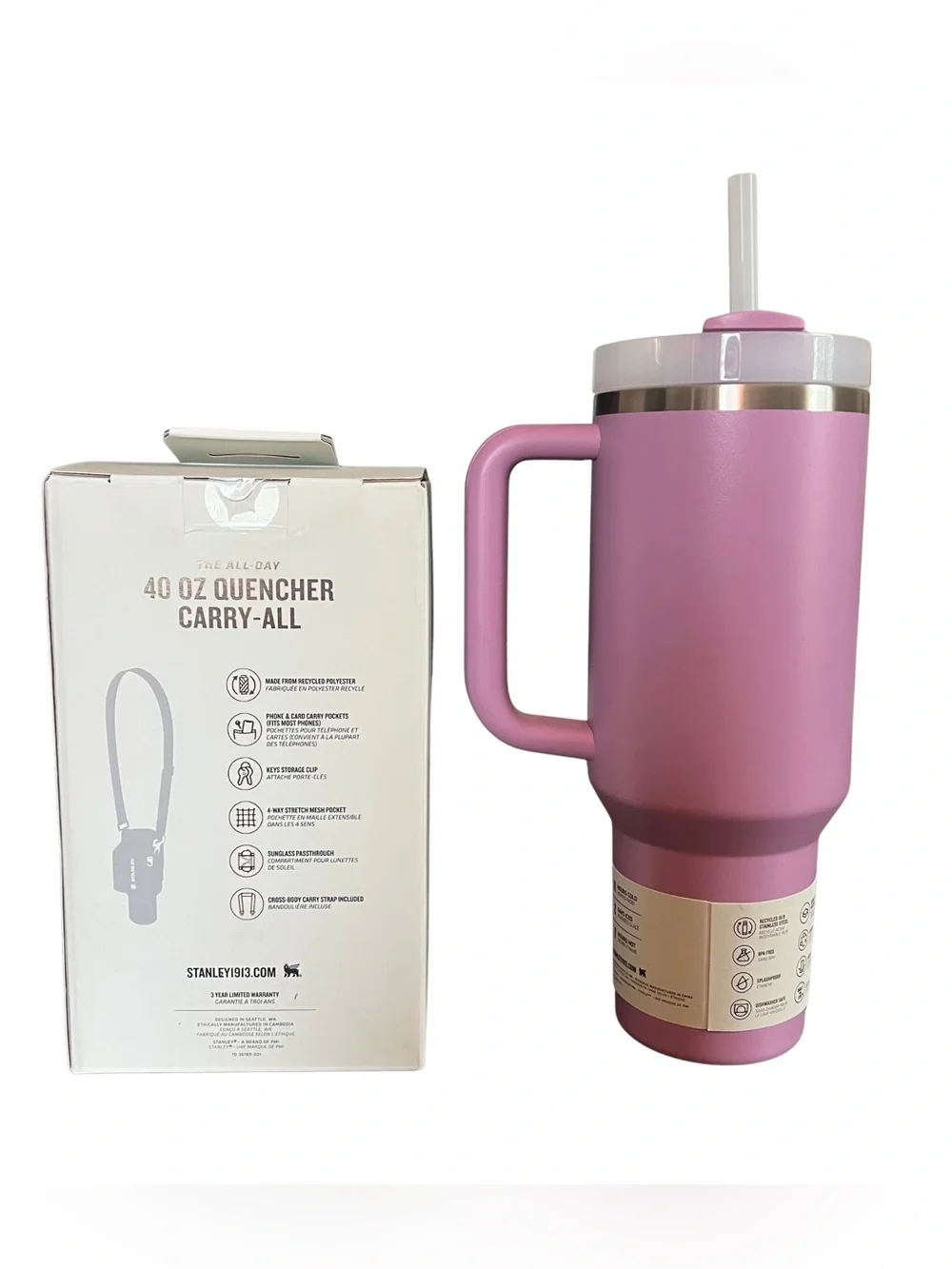 Stanley Lilac 40oz Quencher Tumbler with 40oz Quencher Carry-All - Picture 2 of 3